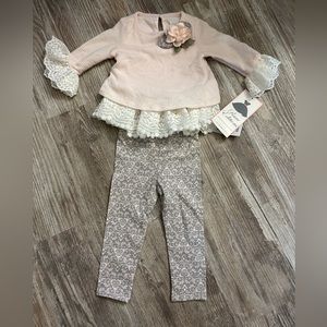 NWT Pink & Grey Rare Editions Two Piece Outfit-12 Months